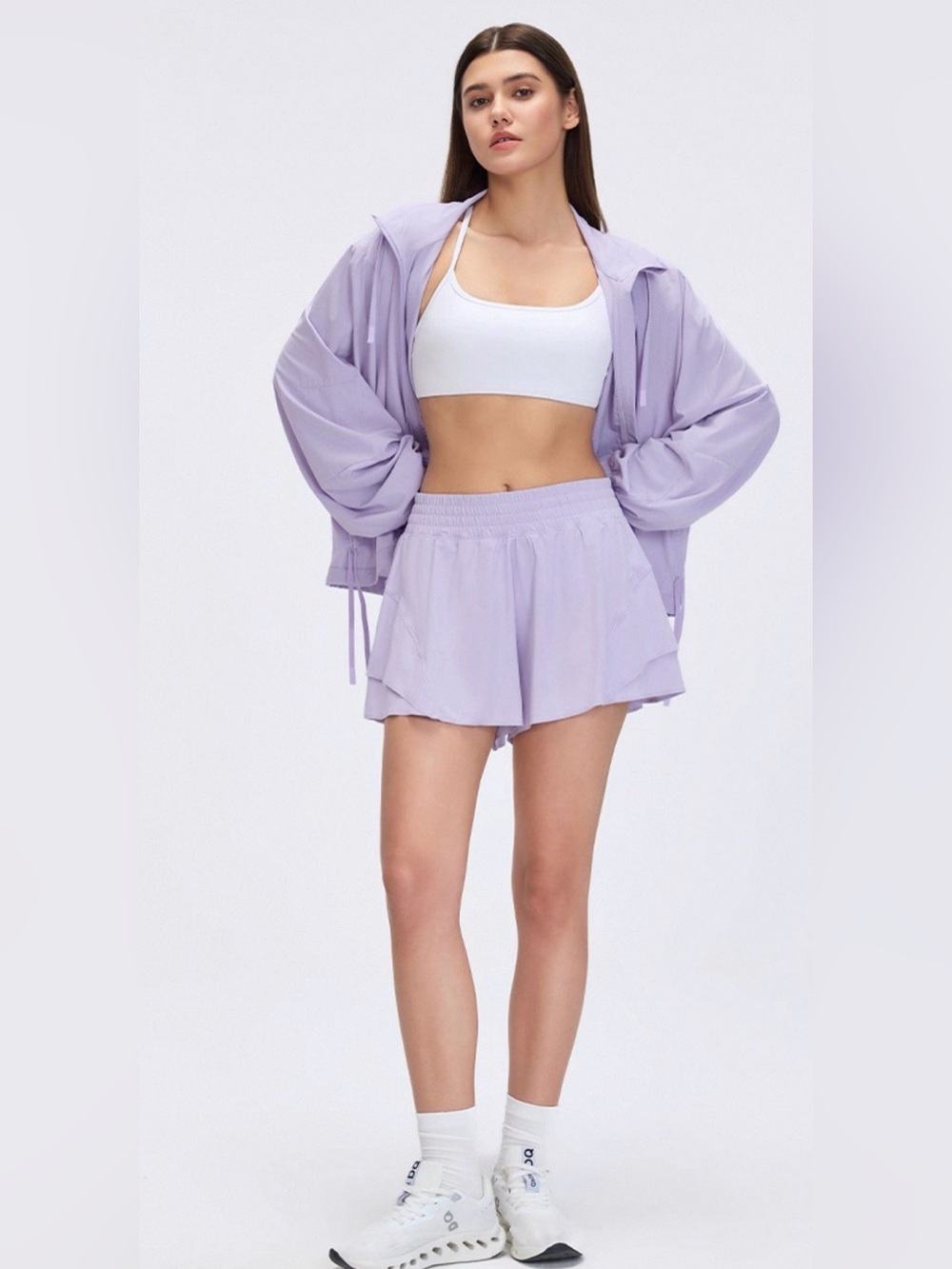 Lavender is Women's Athletic Shorts with Elastic Waist